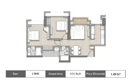 2 BHK-615 Sq.ft.