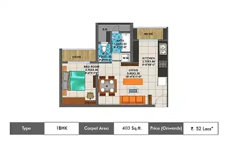 1 BHK-403 Sq.ft