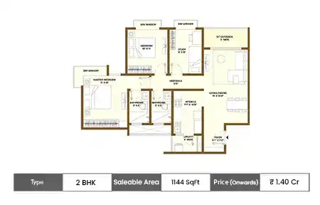 2 BHK-1144 Sq.ft.