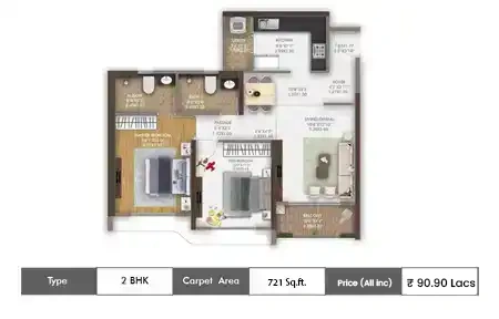 2 BHK 721 Sq.ft