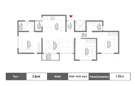 2 BHK-1588 - 1690