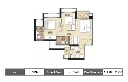 2 BHK 676 Sq.ft.