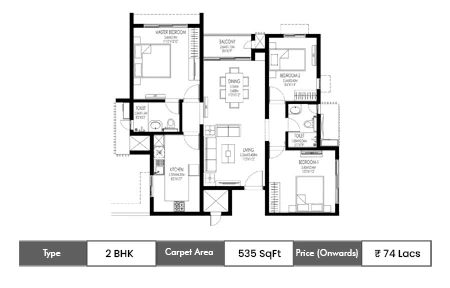 2 BHK 535 SqFt