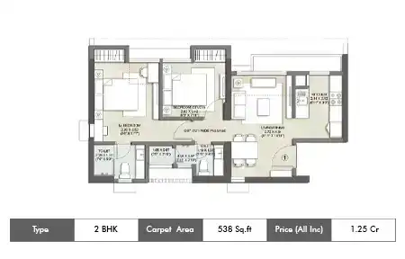 2bhk 538sq.ft