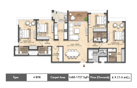 4 BHK 1680-1727 SqFt