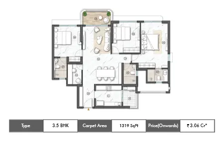 3.5 BHK 1319 SqFt