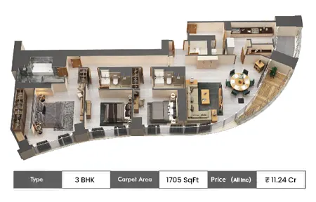 3 BHK 1705 SqFt