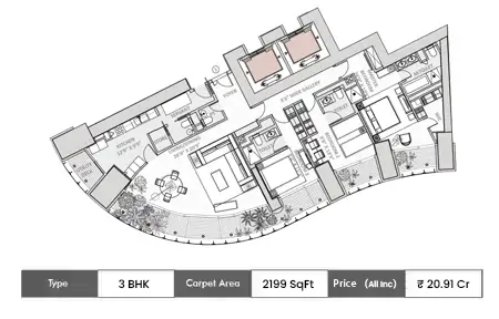 3 BHK 2199 SqFt