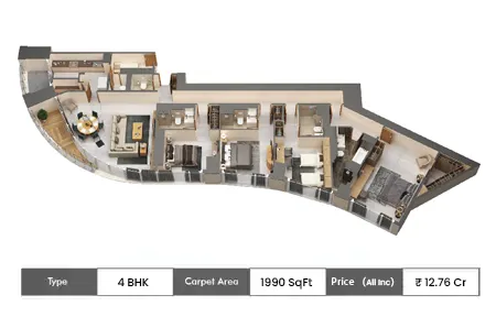 4 BHK 1990 SqFt