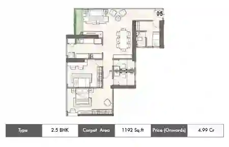 2.5 BHK 1192