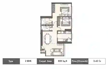 2 BHK 855