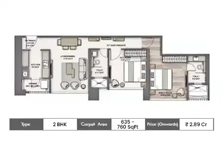 2bhk 635sq.ft