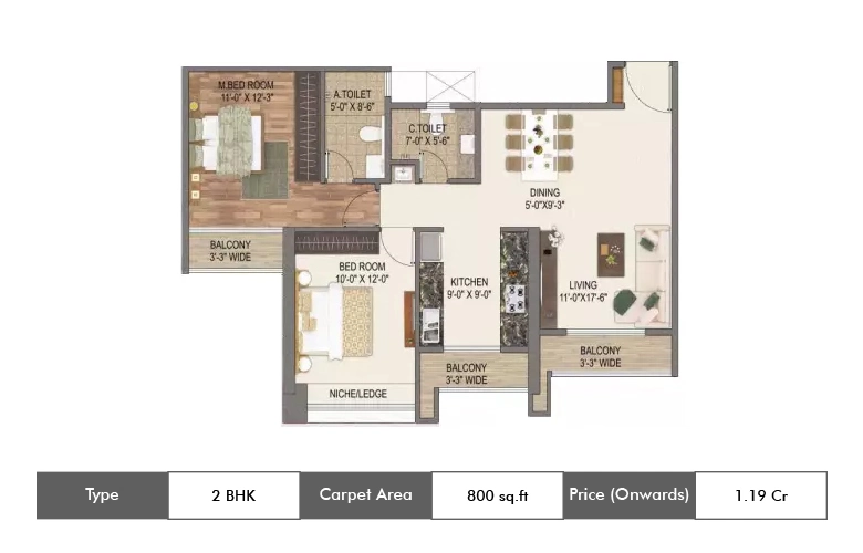 2 BHK-800