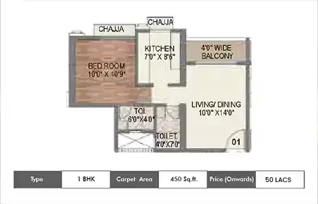 1 BHK 450