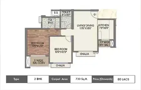 2 BHK 730