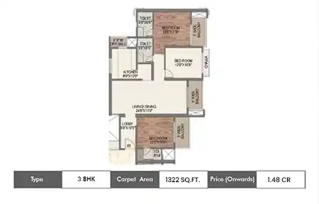 3 BHK 1313