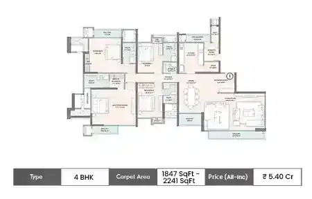 4 BHK 1847-2241 SqFt