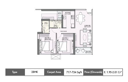 2 BHK 717-734 SqFt