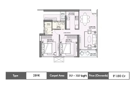 2 BHK 717-737 SqFt