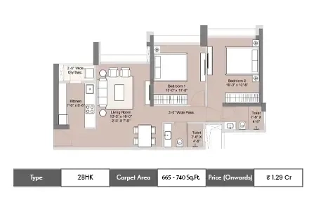 2 BHK 665-702 SqFt