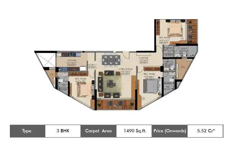 3 BHK-1490