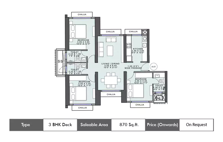 3 BHK-870