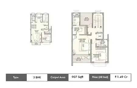 3 BHK 800-897 Sq.ft.
